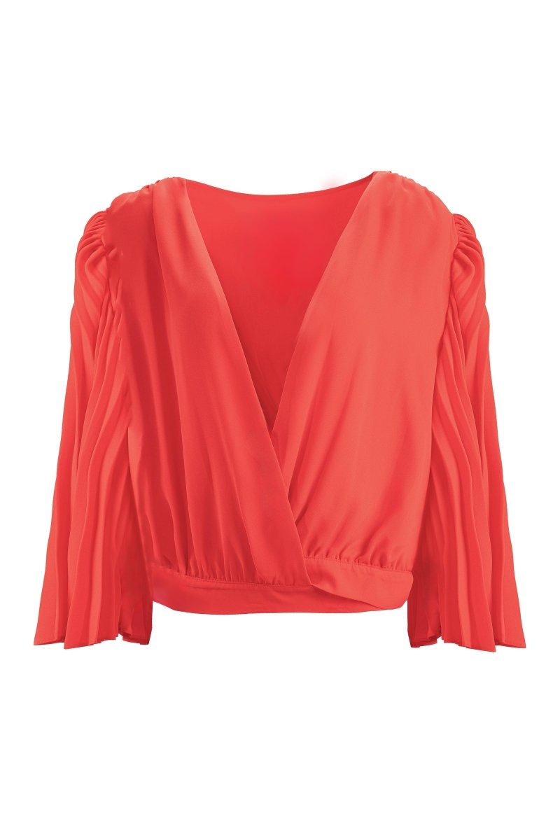 DRAPED V - NECK PLEATED BLOUSE - Nakhle.Ets - Blouse