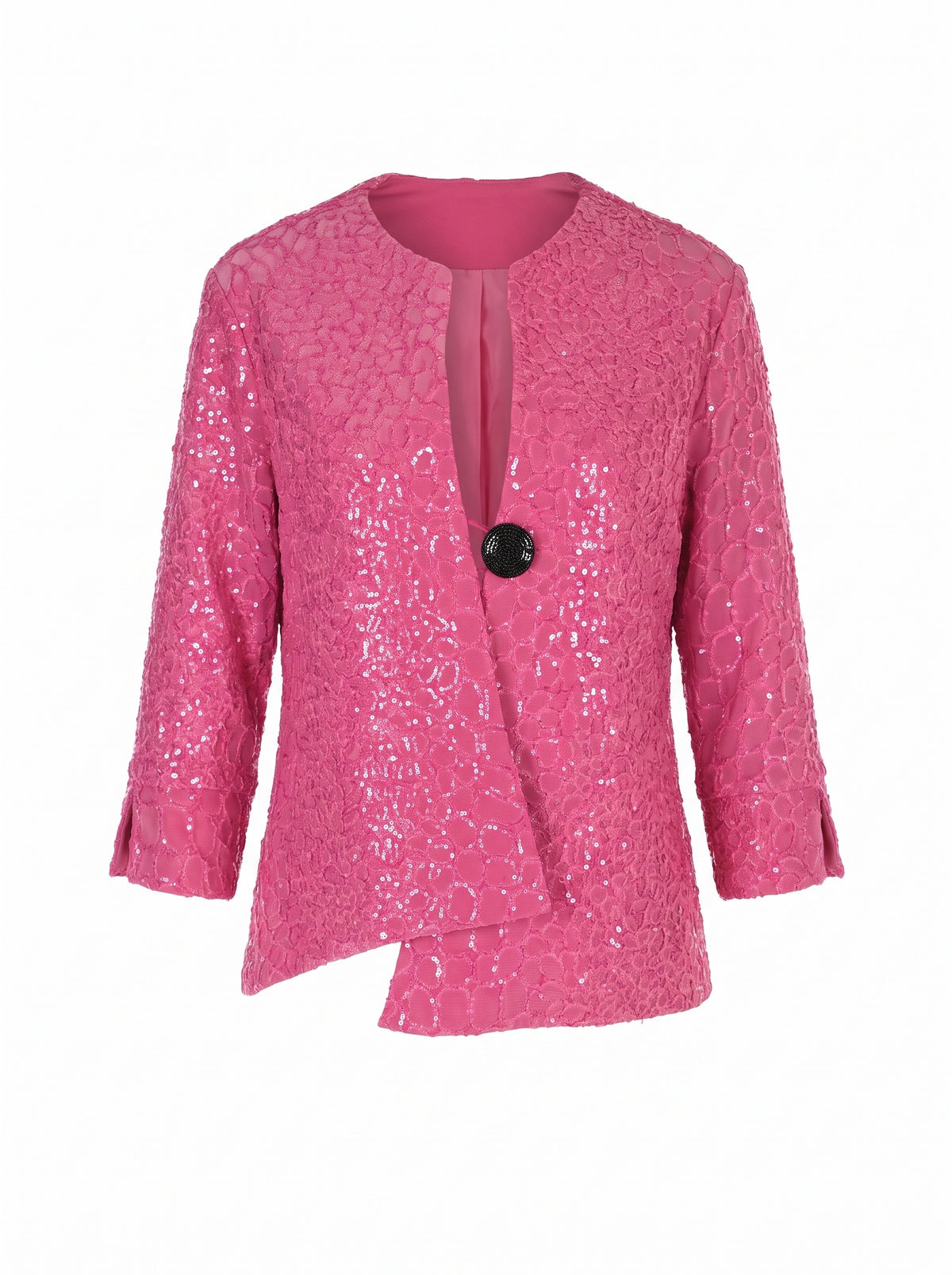 SEQUINNED COLLARLESS ONE-BUTTON JACKET