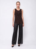RIBBON FRINGE SLEEVELESS SCOOP TOP