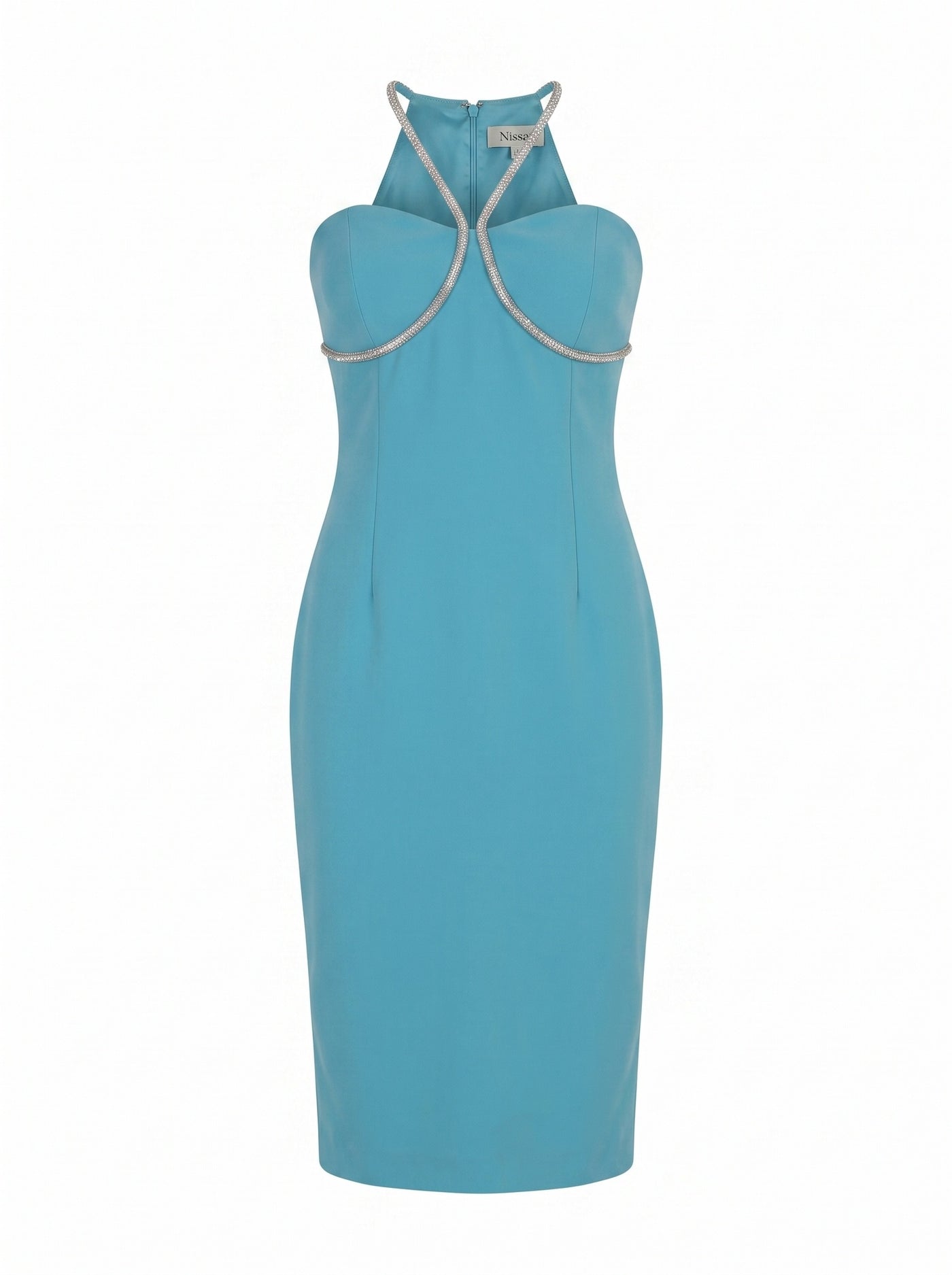 HALTER CRYSTAL MIDI DRESS