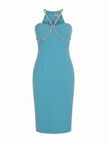HALTER CRYSTAL MIDI DRESS