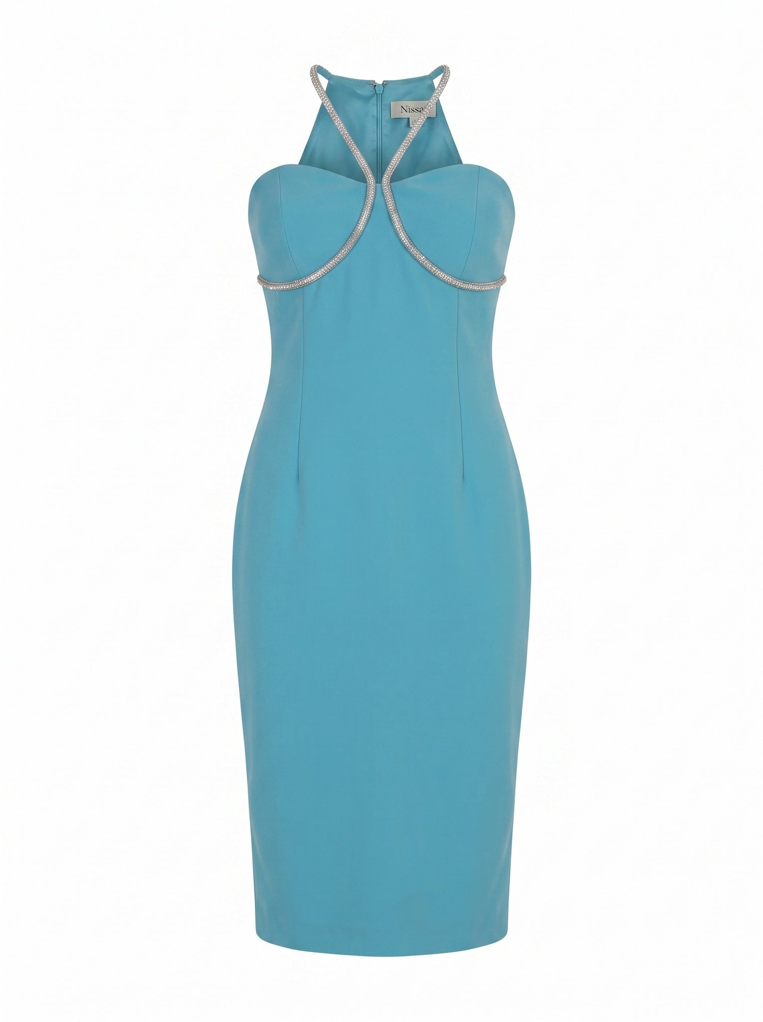 HALTER CRYSTAL MIDI DRESS