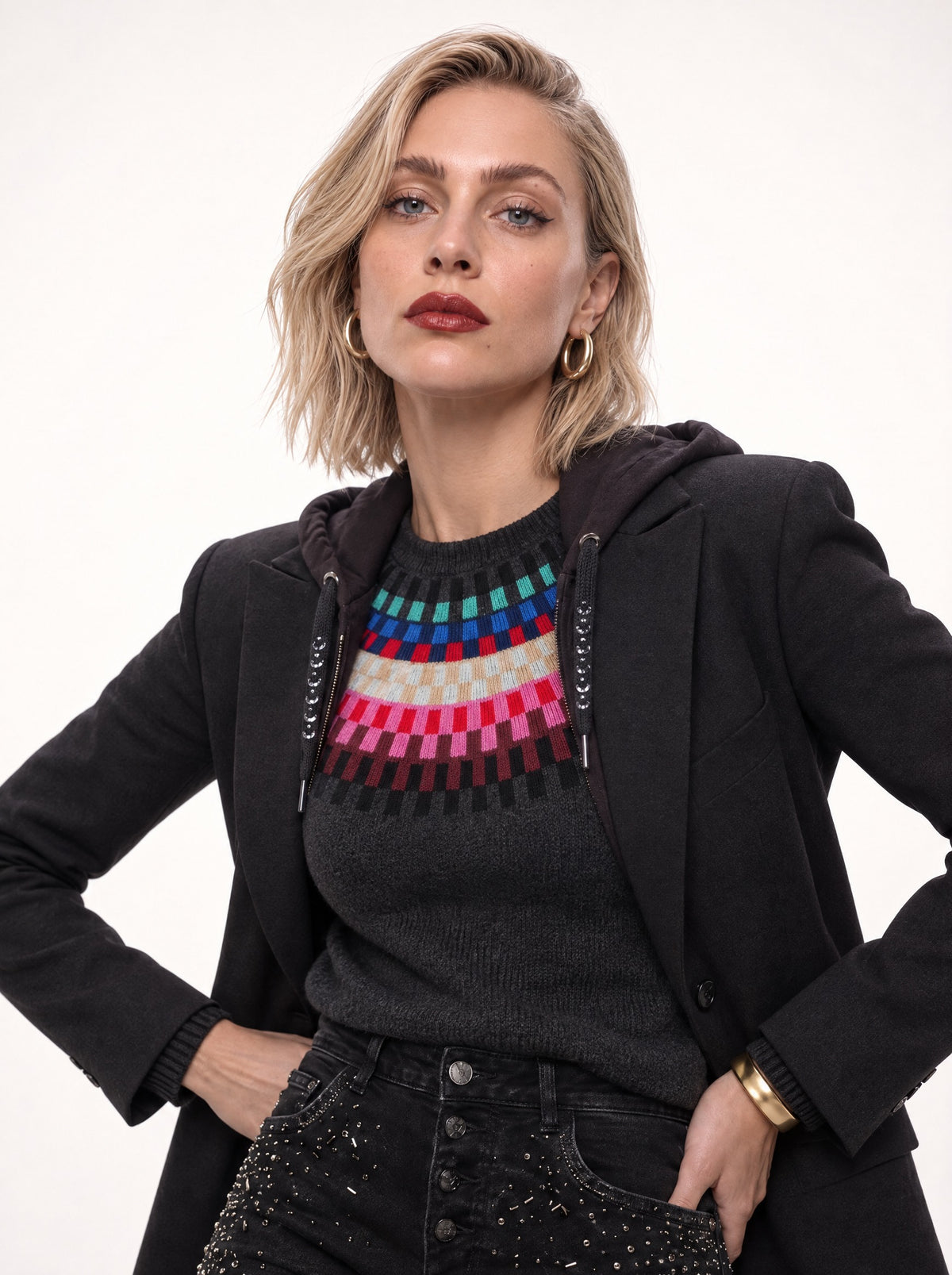 BLAZER WITH HOODED INSERT
