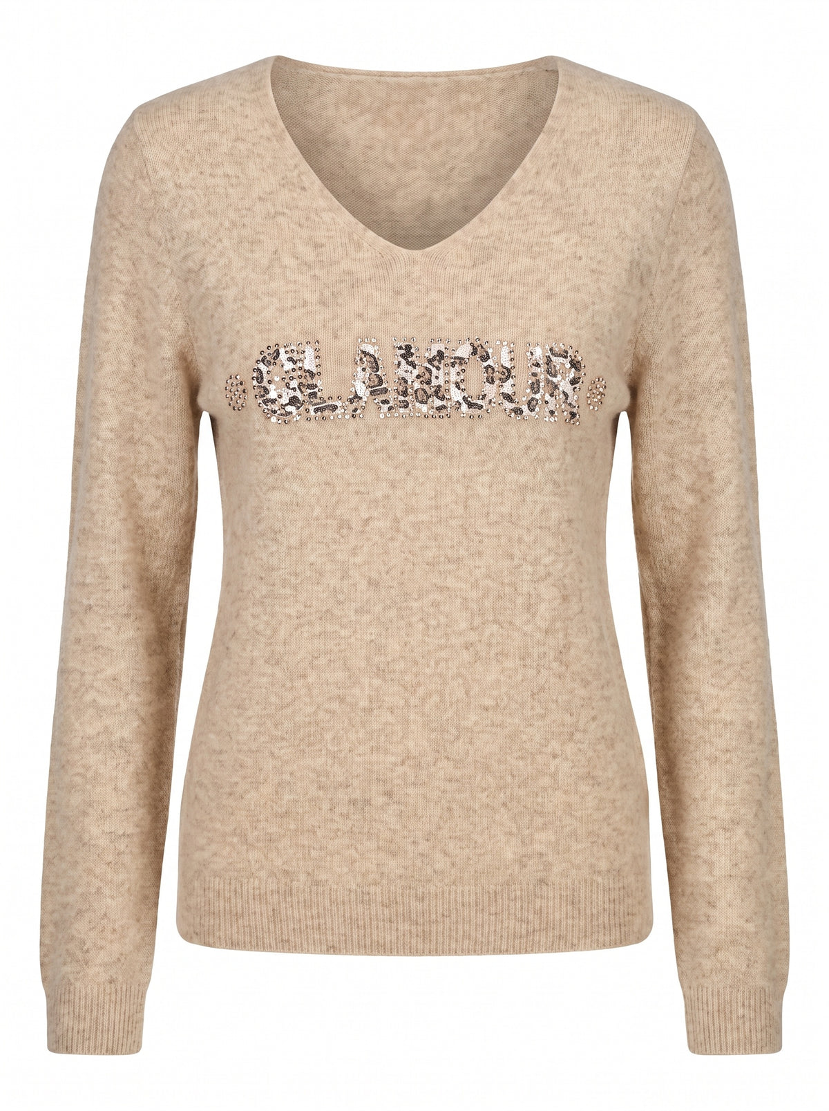 SEQUINNED GLAMOUR V-NECK KNIT