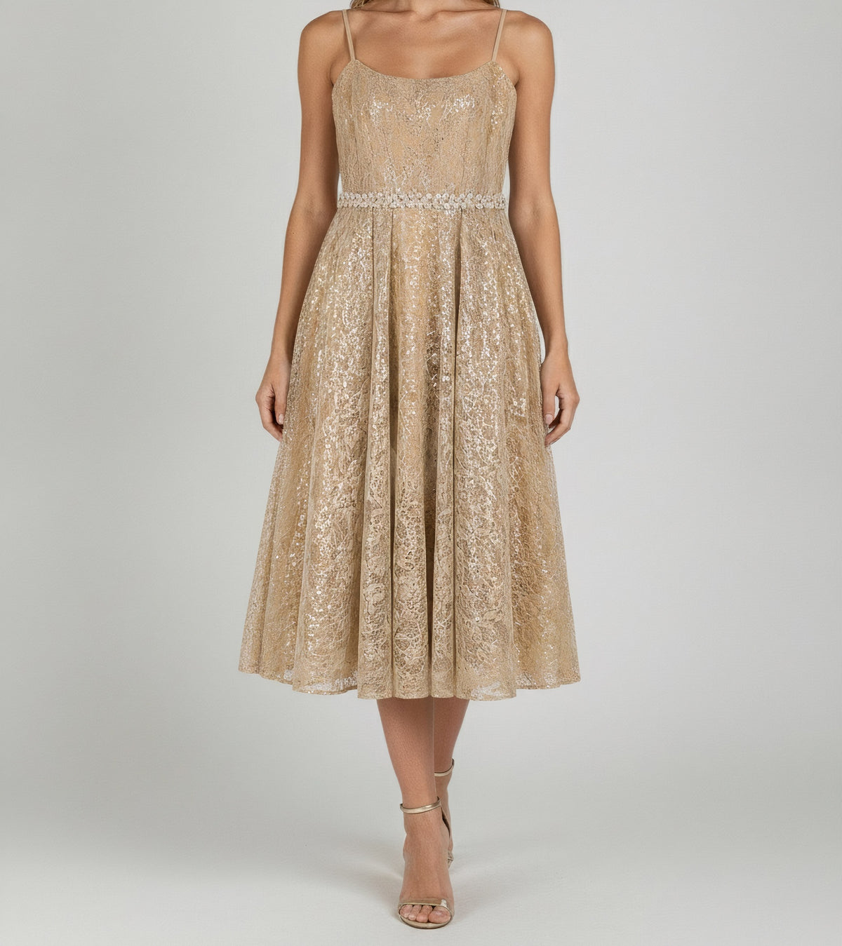 SEQUIN EMBELLISHED MIDI DRESS