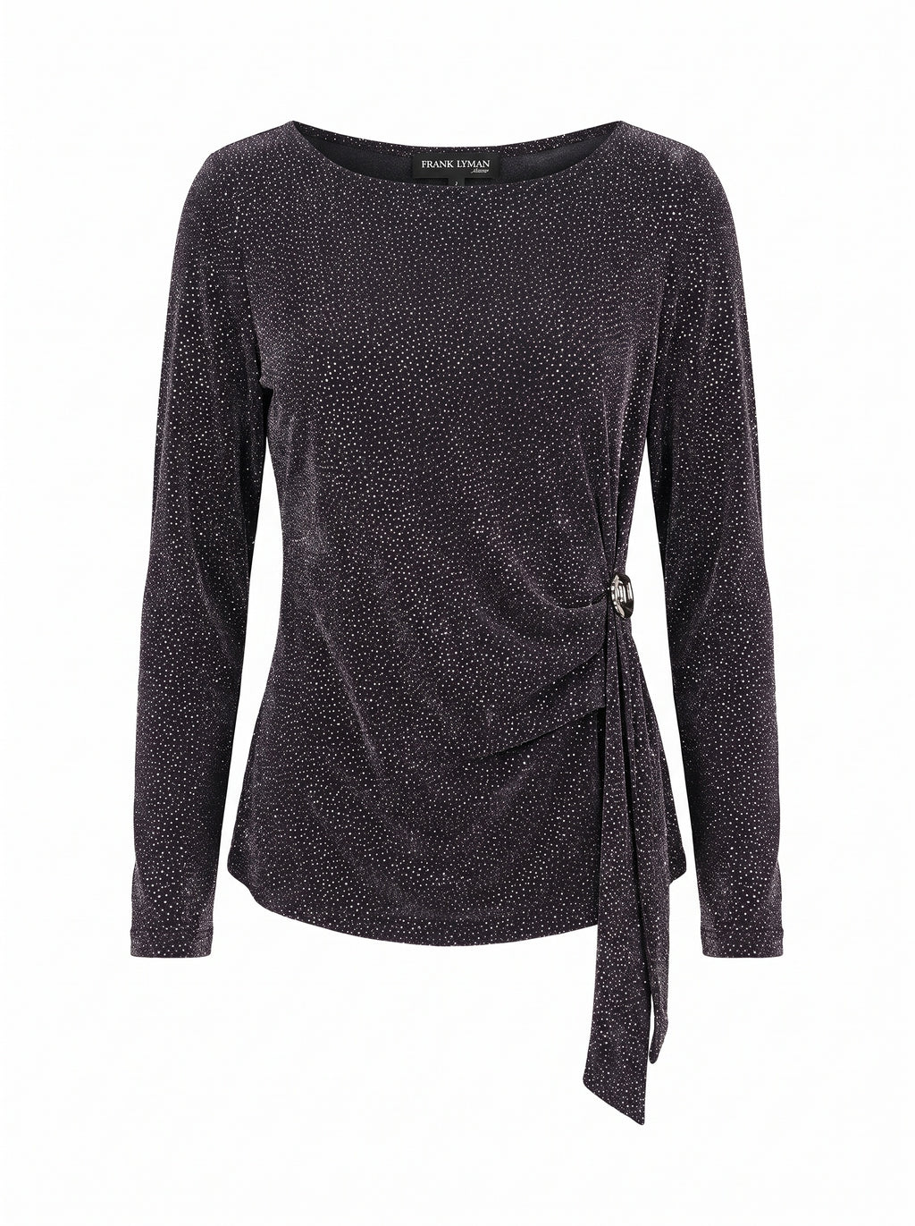 SIDE-KNOT SHIMMER BOAT-NECK TOP