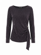 SIDE-KNOT SHIMMER BOAT-NECK TOP
