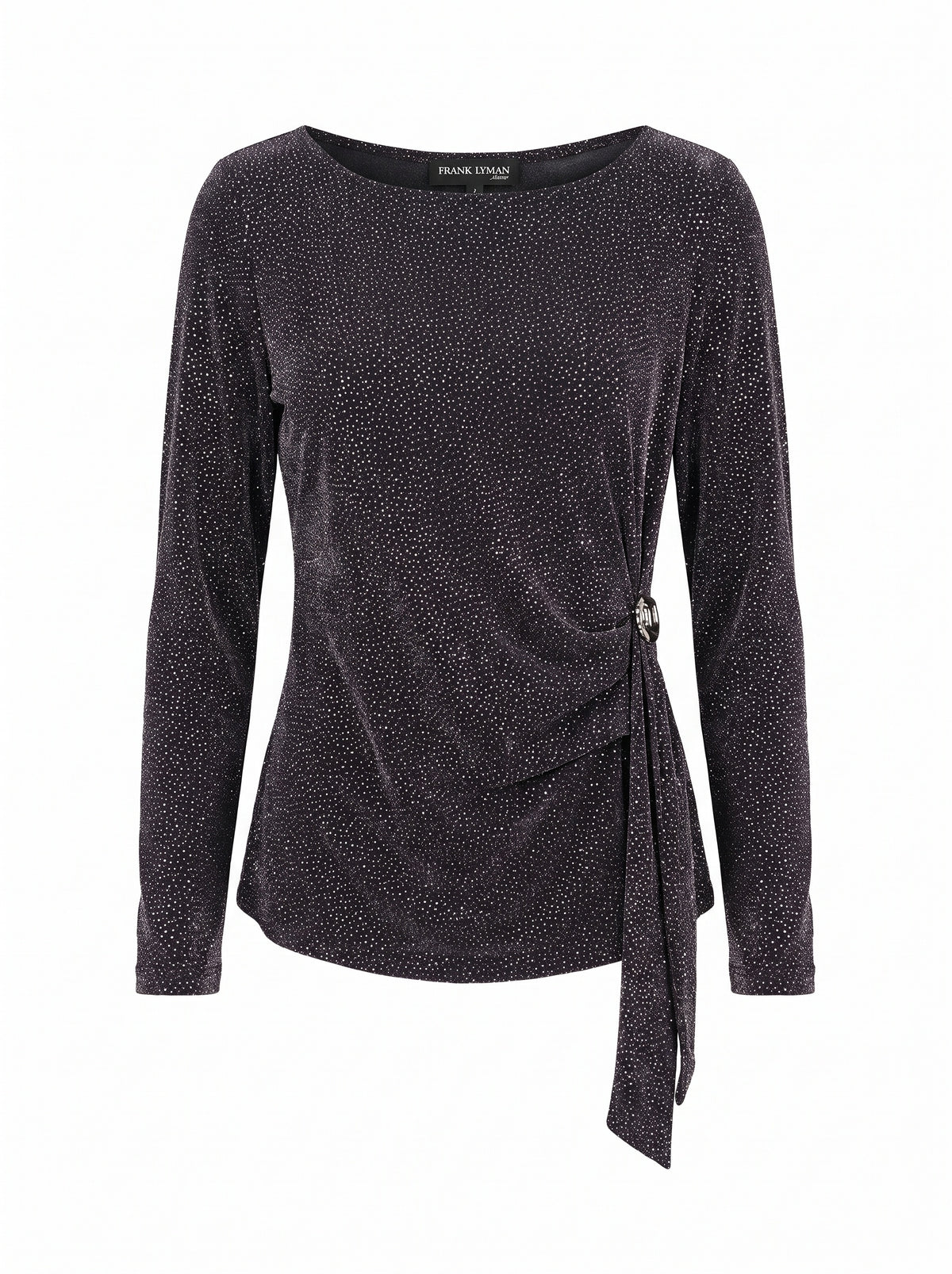 SIDE-KNOT SHIMMER BOAT-NECK TOP