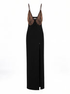 DRAPED CHAIN BUST SATIN GOWN