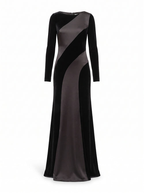 Velvet Satin Long Gown
