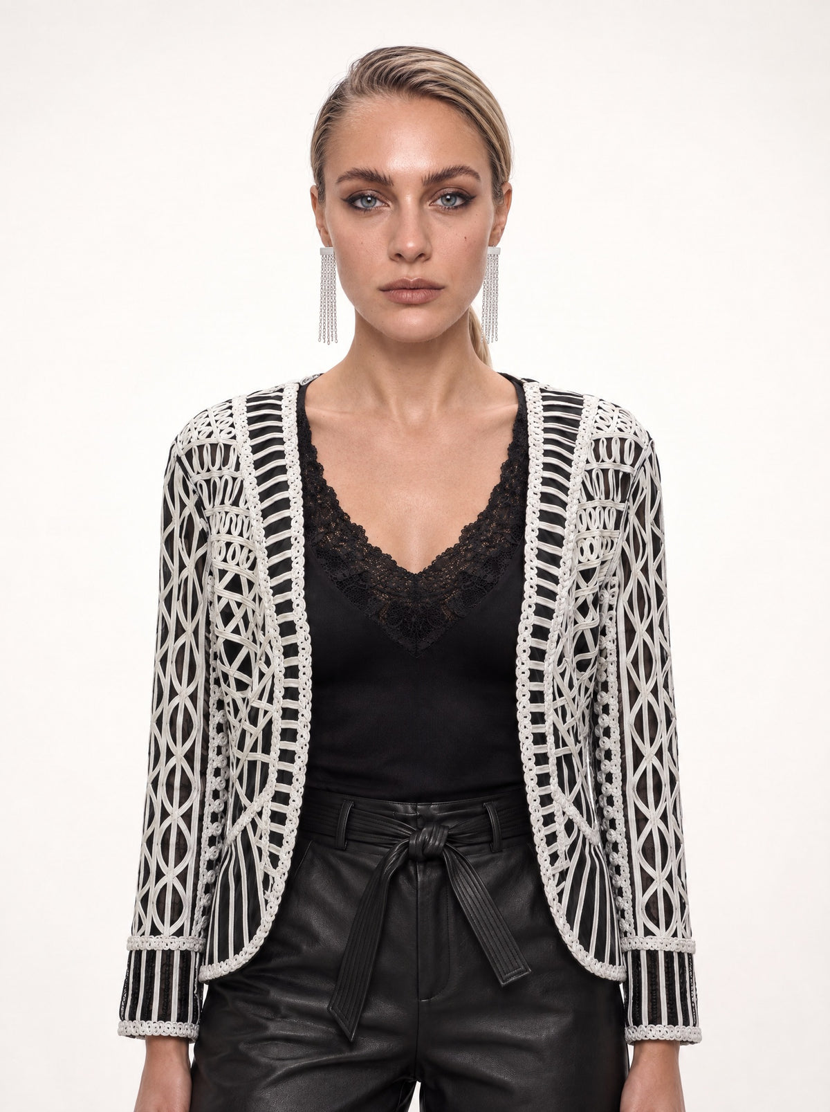 LACE-TRIMMED SLEEVELESS TOP