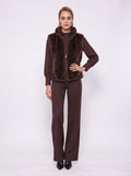 FAUX FUR ZIP-FRONT STAND COLLAR VEST