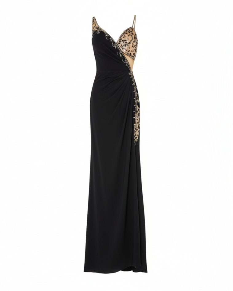 ELEGANT ASYMMETRIC EMBELLISHED GOWN - Nakhle.Ets - Dresses