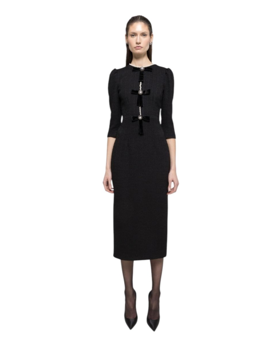 ELEGANT BOW-EMBELLISHED MIDI DRESS