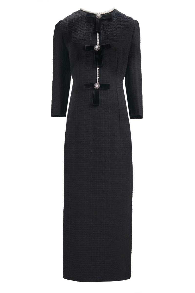 ELEGANT BOW - EMBELLISHED MIDI DRESS - Nakhle.Ets - Dresses