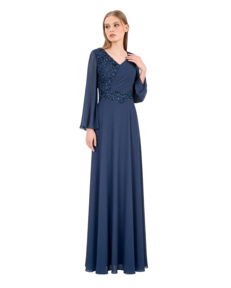 ELEGANT DRAPED EVENING GOWN