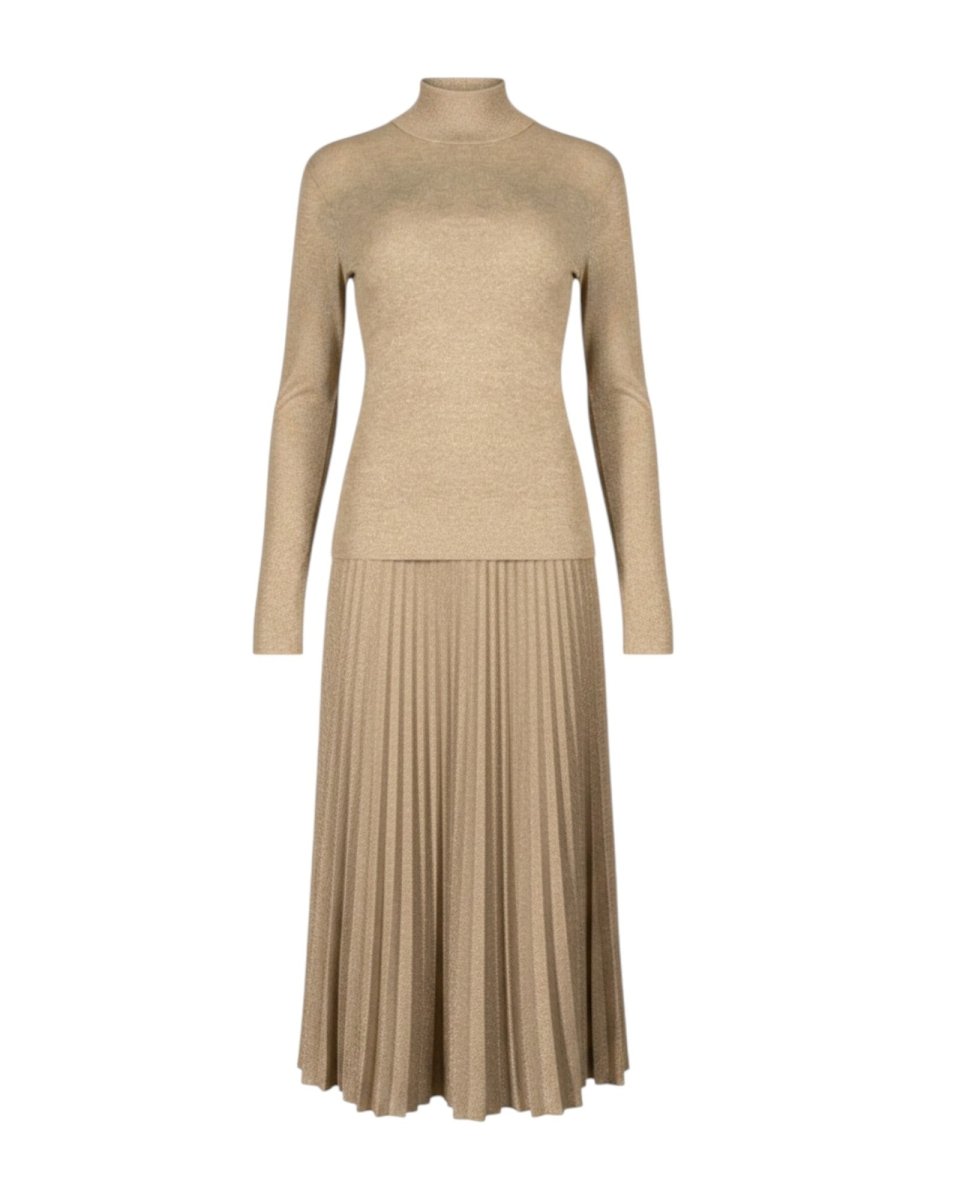 ELEGANT KNIT & PLEATED SKIRT SET