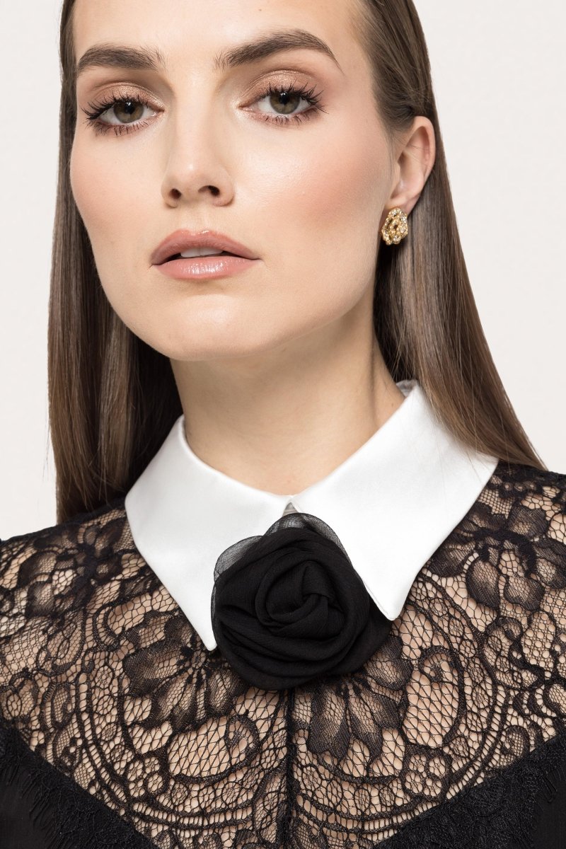 ELEGANT LACE COLLAR MIDI DRESS - Nakhle.Ets - Dresses