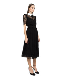 ELEGANT LACE COLLAR MIDI DRESS