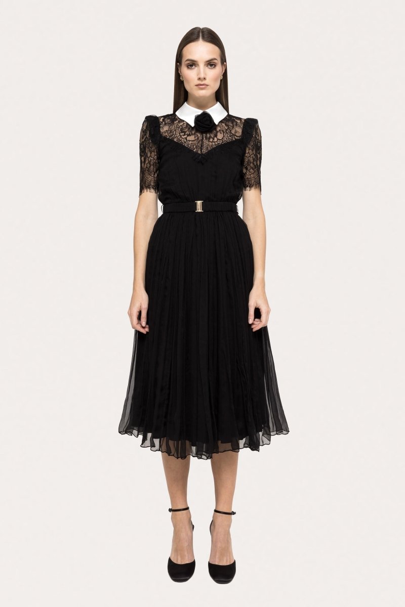 ELEGANT LACE COLLAR MIDI DRESS - Nakhle.Ets - Dresses
