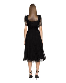 ELEGANT LACE COLLAR MIDI DRESS