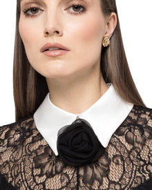 ELEGANT LACE COLLAR MIDI DRESS
