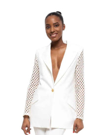 ELEGANT LACE-SLEEVE BLAZER SET