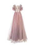 EMBELLISHED BODICE TULLE GOWN