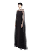EMBELLISHED CAPE EVENING GOWN - Nakhle.Ets - Dresses