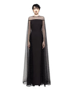 EMBELLISHED CAPE EVENING GOWN - Nakhle.Ets - Dresses