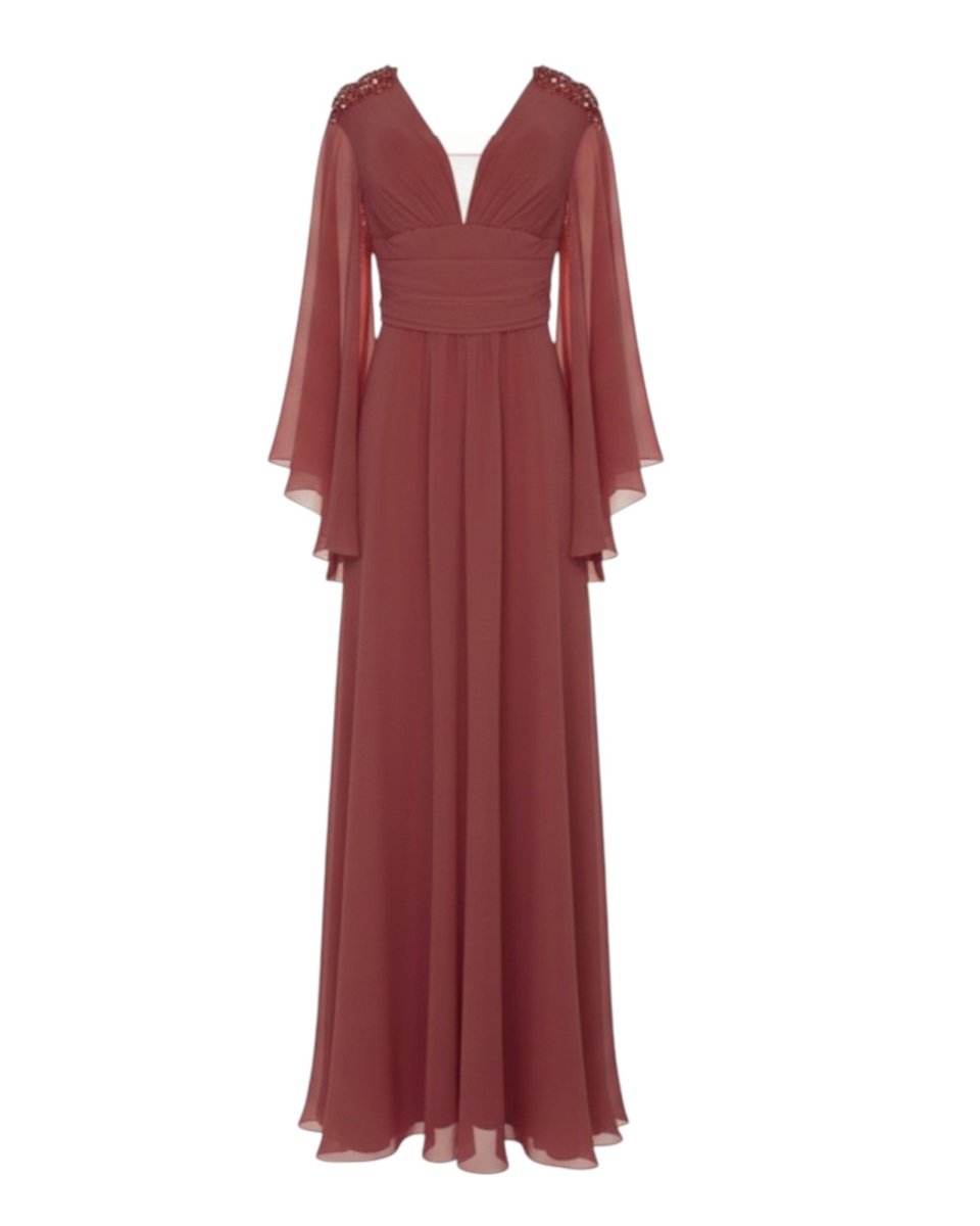 EMBELLISHED CHIFFON EVENING GOWN