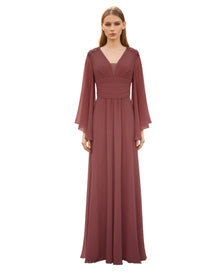 EMBELLISHED CHIFFON EVENING GOWN
