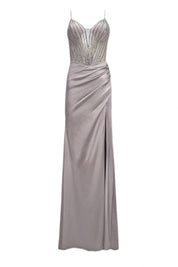 EMBELLISHED DRAPED EVENING GOWN - Nakhle.Ets - Dresses