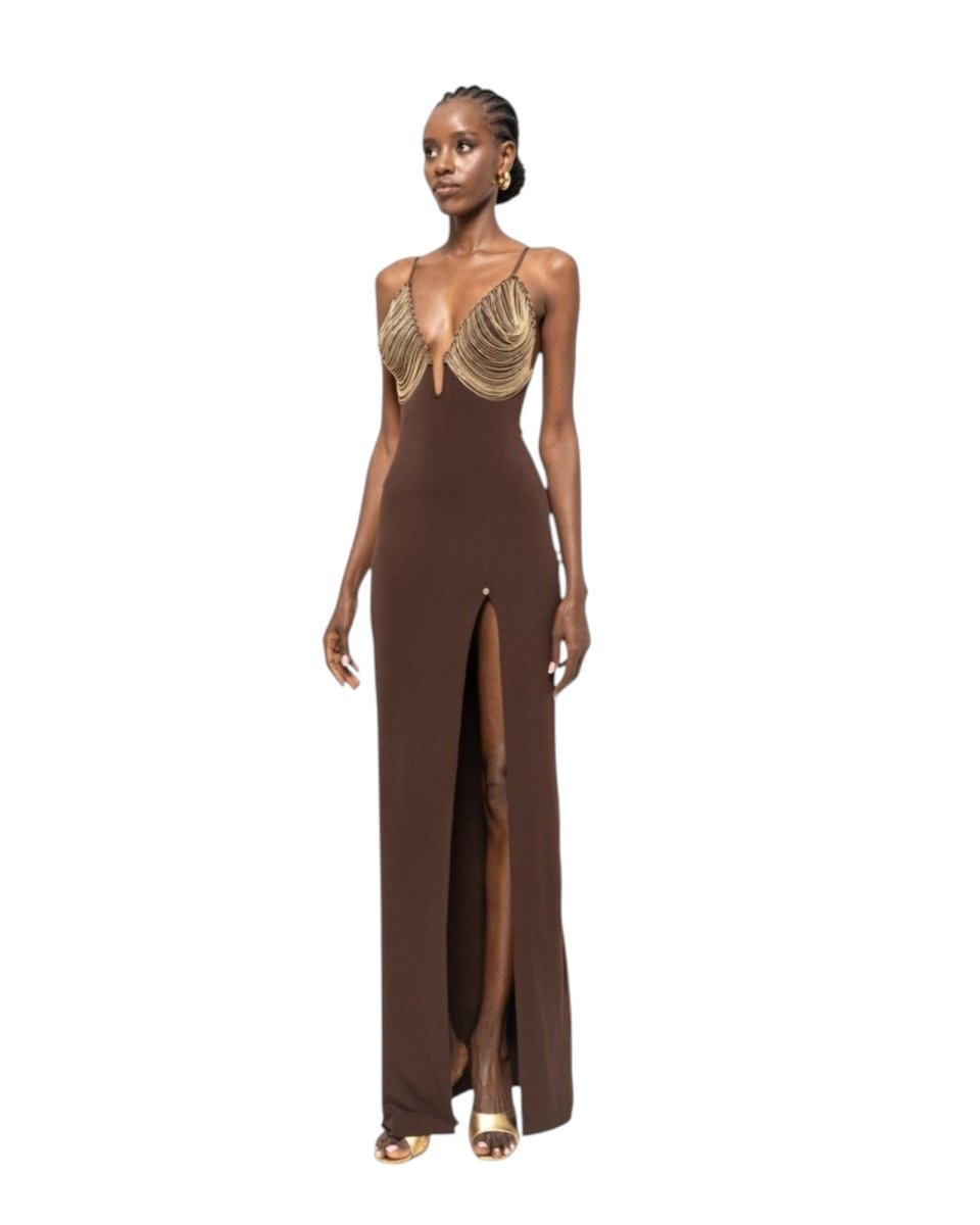 EMBELLISHED EVENING DRESS - Nakhle.Ets - Dresses