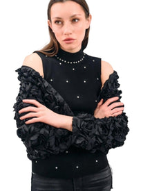 EMBELLISHED HIGH-NECK SLEEVELESS TOP