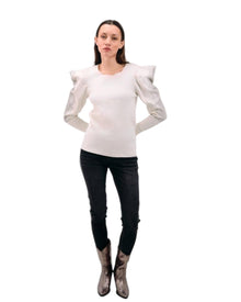 EMBELLISHED PUFF-SLEEVE SWEATSHIRT