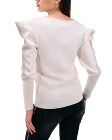 EMBELLISHED PUFF-SLEEVE SWEATSHIRT