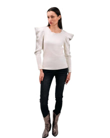 EMBELLISHED PUFF-SLEEVE SWEATSHIRT