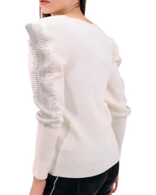 EMBELLISHED PUFF-SLEEVE SWEATSHIRT