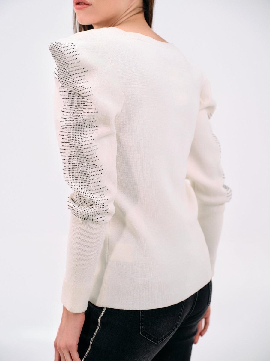 EMBELLISHED PUFF - SLEEVE SWEATSHIRT - Nakhle.Ets - Blouse