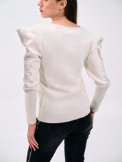 EMBELLISHED PUFF - SLEEVE SWEATSHIRT - Nakhle.Ets - Blouse