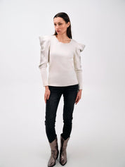 EMBELLISHED PUFF - SLEEVE SWEATSHIRT - Nakhle.Ets - Blouse