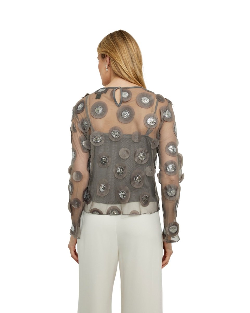 EMBELLISHED SHEER BLOUSE