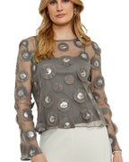EMBELLISHED SHEER BLOUSE