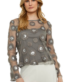 EMBELLISHED SHEER BLOUSE