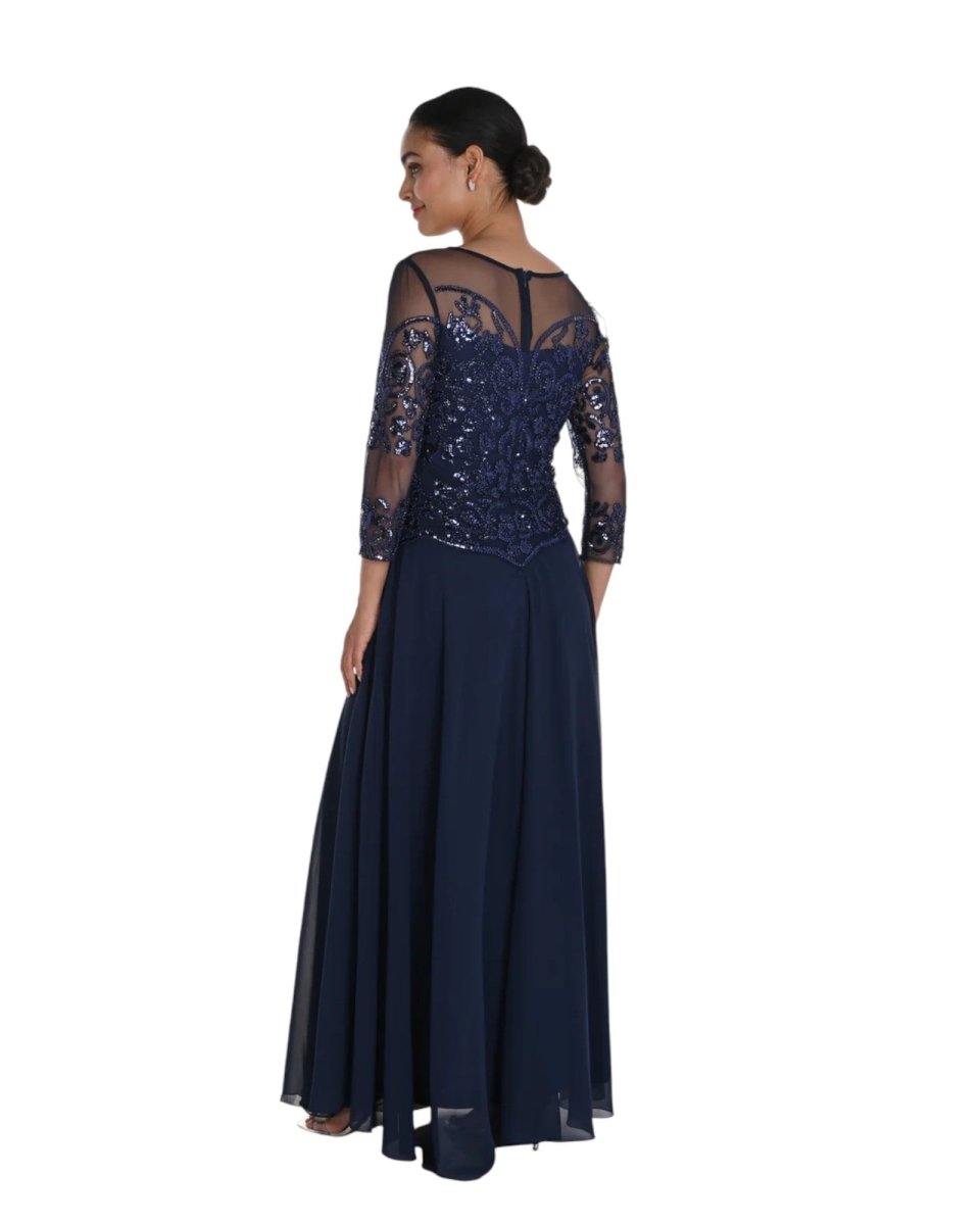 EMBELLISHED SHEER SLEEVE GOWN