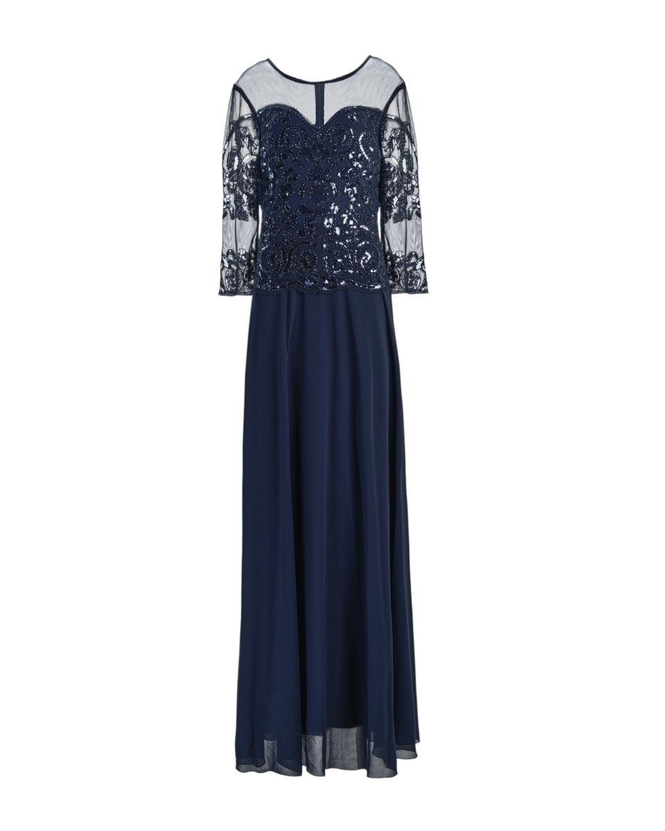 EMBELLISHED SHEER SLEEVE GOWN - Nakhle.Ets - Dresses