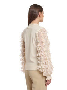 EMBELLISHED SLEEVE KNIT BLOUSE