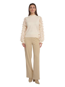EMBELLISHED SLEEVE KNIT BLOUSE