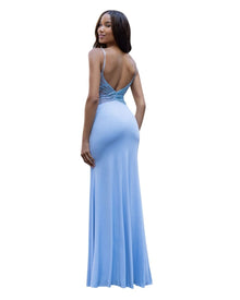 EMBELLISHED SLIT EVENING GOWN